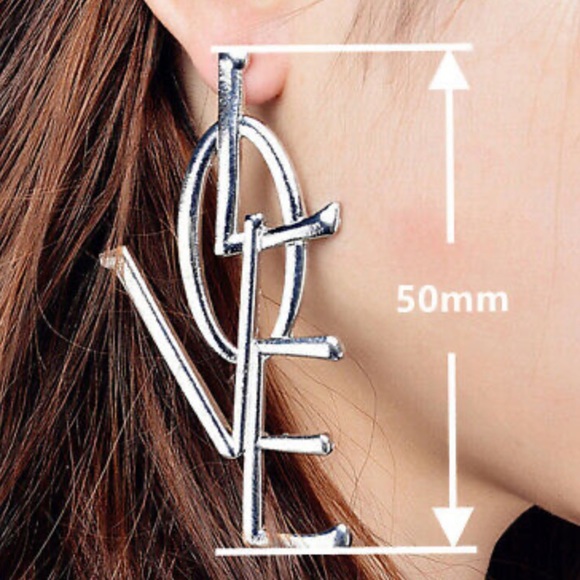 Fashion 'LOVE'  18k plated Gold Drop Earrings - Picture 2 of 4